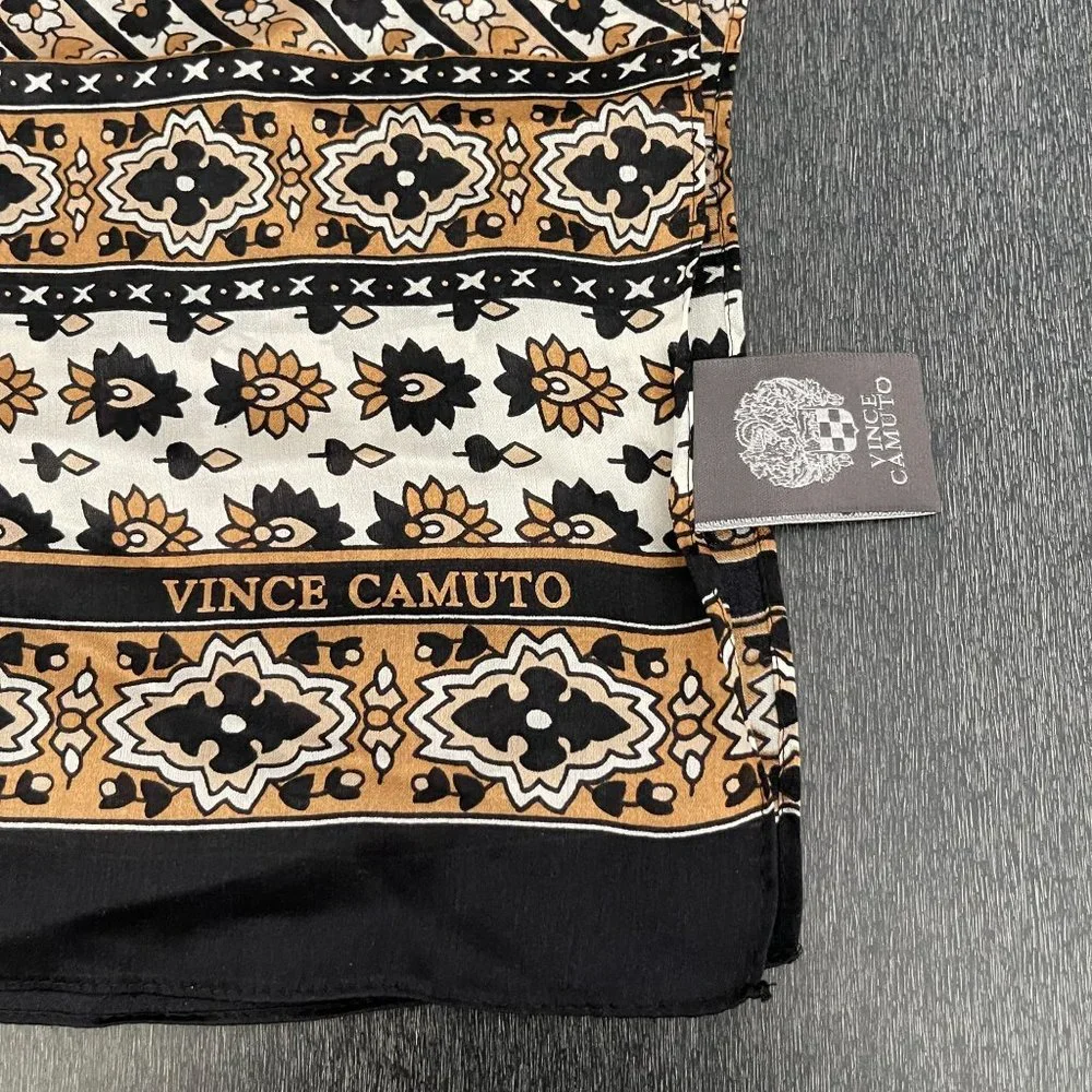 Vince Camuto Brown Silk Scarf 17 x 36 - Picture 2 of 6